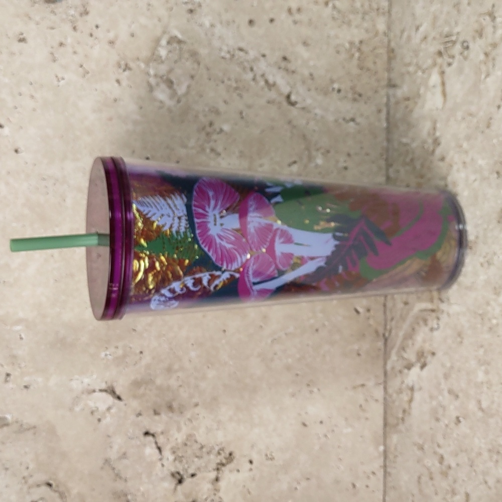 Starbucks 2022 Fall Berry Woodlands Foil Mushrooms 24oz Acrylic Tumbler